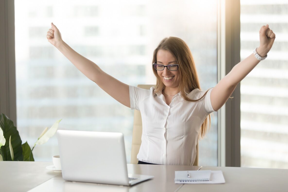 A woman working at the office.
