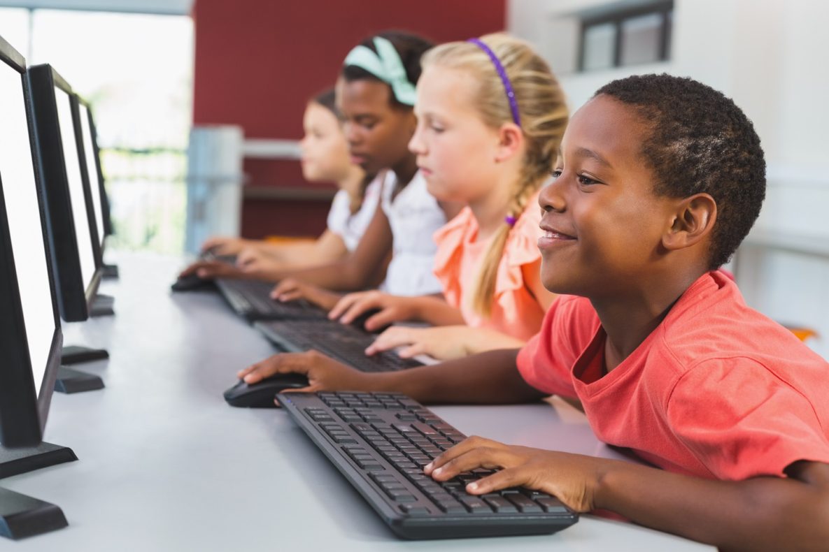 Kids using computers.
