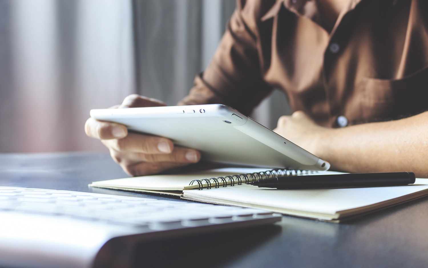 A man using a tablet