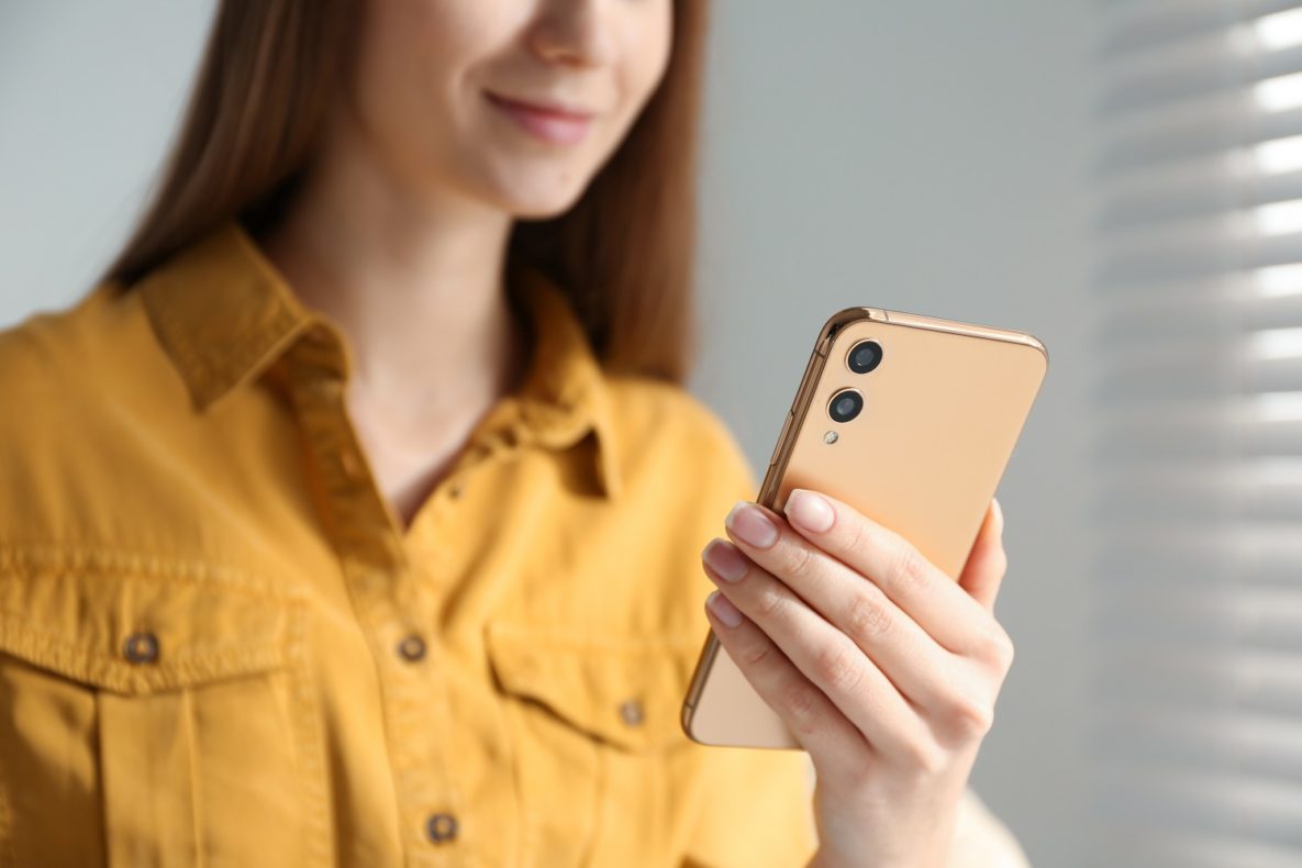 A woman using her smartphone.