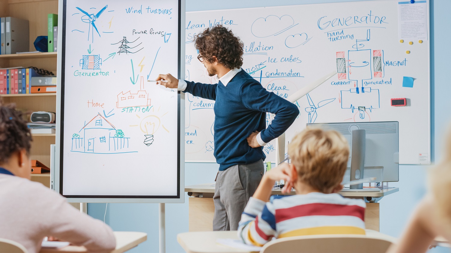 Classroom teacher in front of whiteboard