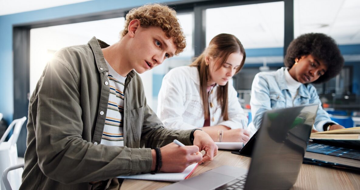 A group of students studying