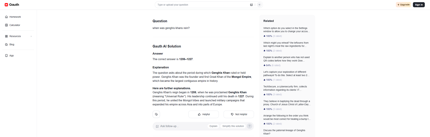 A screenshot of the Gauth app