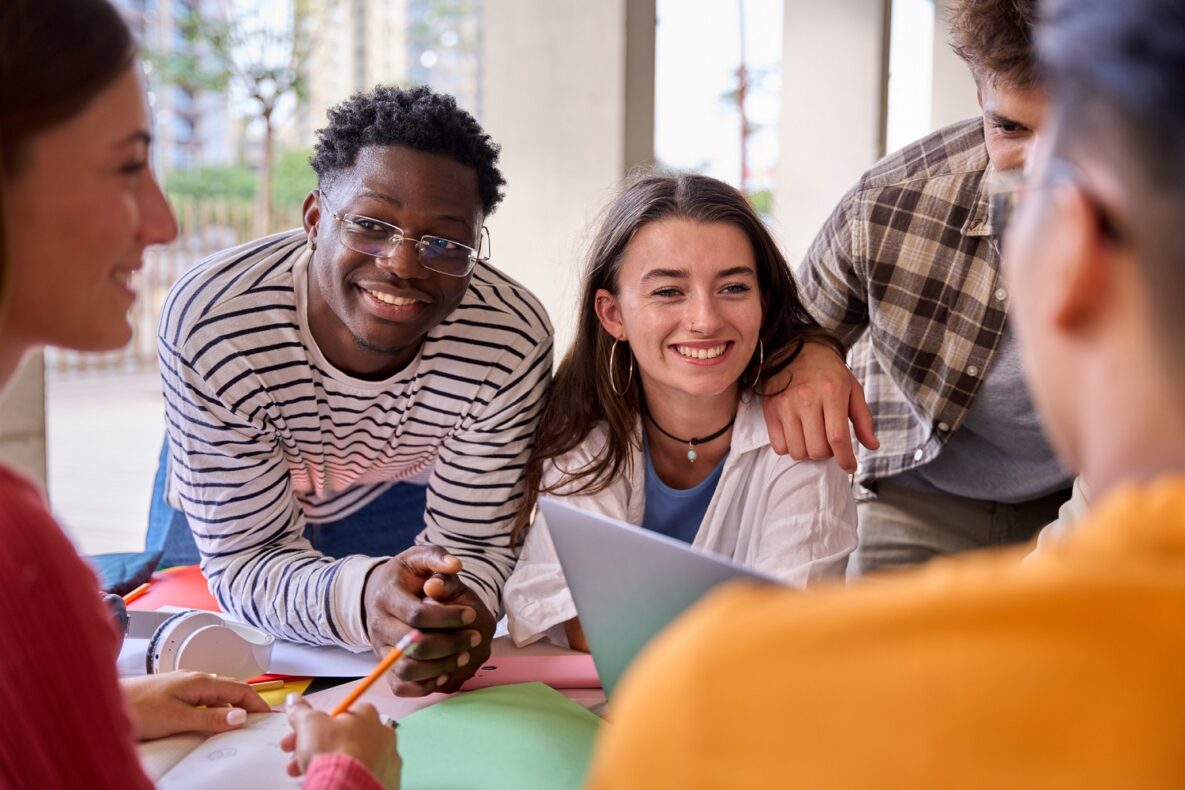 A group of students working together