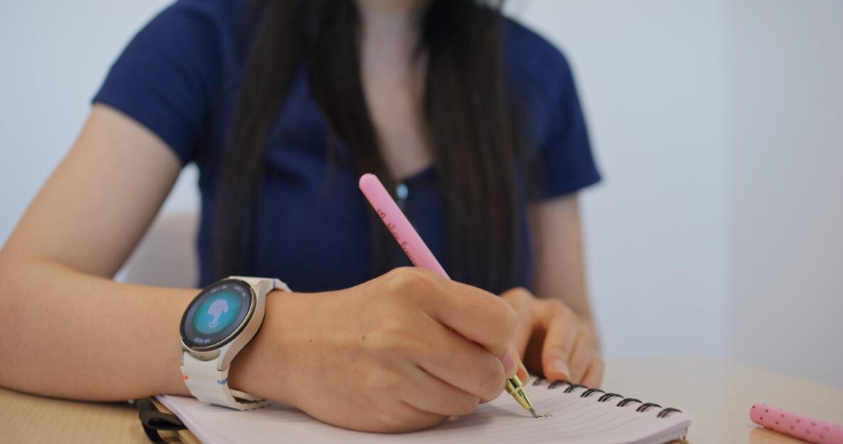 A person wearing a smartwatch